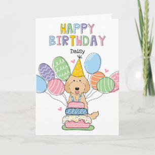 Apricot Labradoodle Chien Bonne Carte d'Anniversai