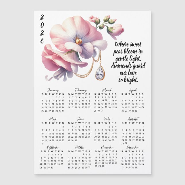 April Birth Flower & Stone Calendar (Devant)