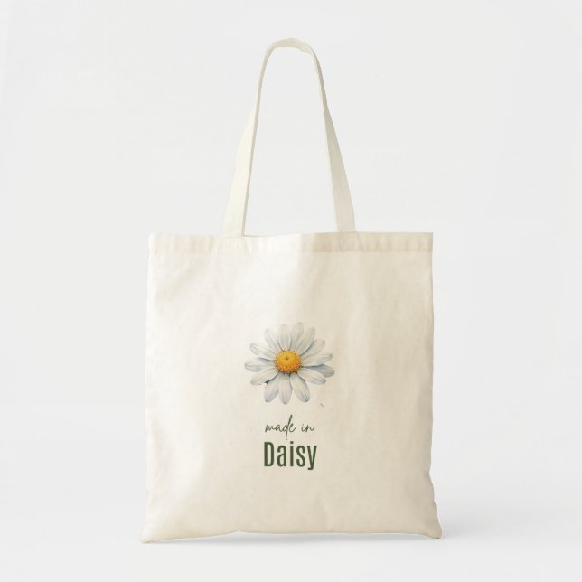April Daisy Birth Flower Tote Bag Watercolor (Devant)