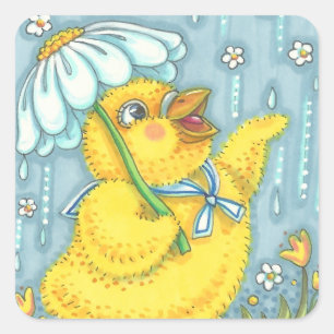 APRIL DOUCHES PRINTEMPS CHICK STICKERS Feuille