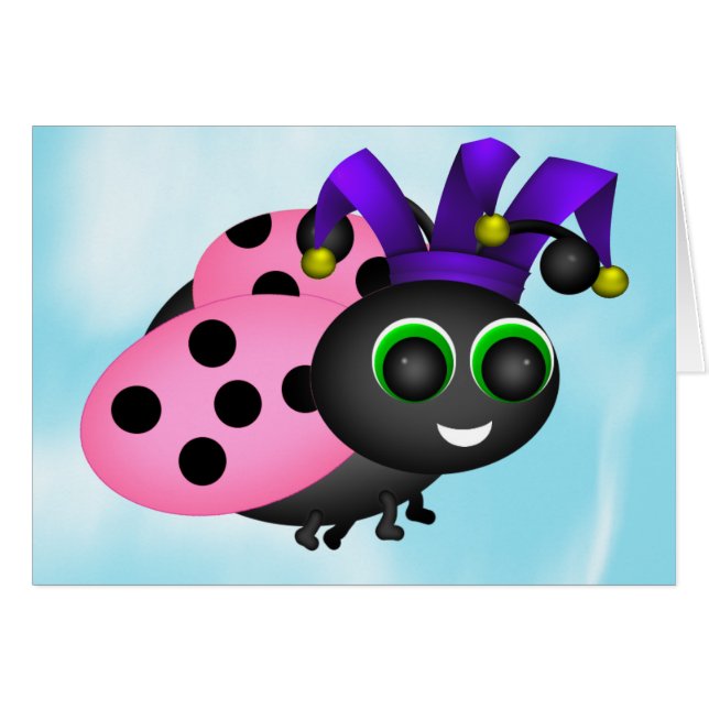 April Fools Ladybug Jester Card (Devant horizontal)