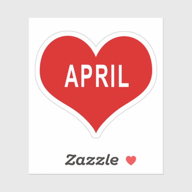 APRIL Red Love Heart Vinyl Sticker (Feuille)