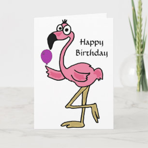 AQ - Flamant rose amusant Carte d'anniversaire
