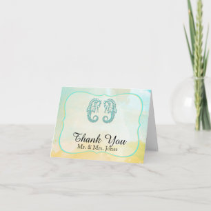 Aqua Aquarelle Mariage Merci