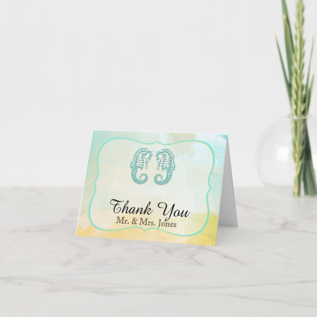 Aqua Aquarelle Mariage Merci (Devant)