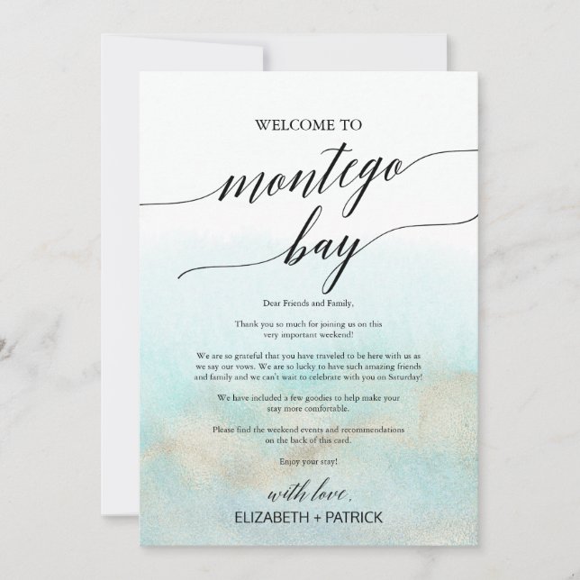 Aqua Beach Montego Bay Bienvenue Lettre & Itinérai (Devant)
