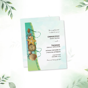 Aqua Beach Shells Starfish Compass Mariage