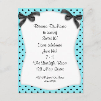 Aqua Black Polka Dot Invitation