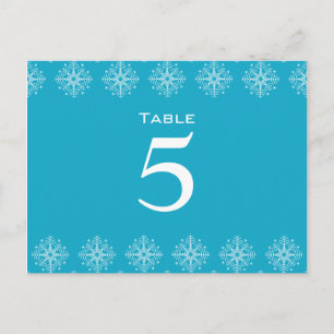 Aqua bleu + blanc flocon de neige Numéro de table 