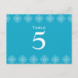Aqua bleu + blanc flocon de neige Numéro de table