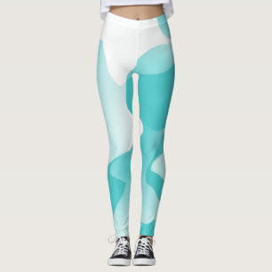 Aqua bleu et Leggings d'art Abstrait blanc