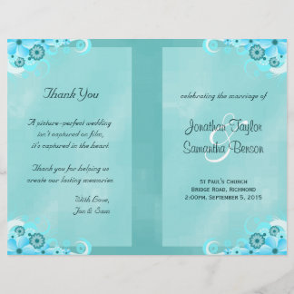 Aqua bleu foncé Floral Turquoise Bi-Fold Wedding P