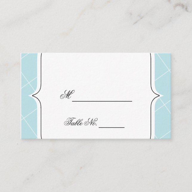 Aqua Blue Diamond Scallop Mariage Cartes de Place (Devant)