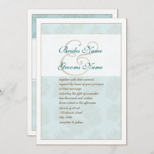 Aqua Blue et Faire-part de mariage Feuille Brown