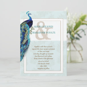 Aqua Blue et Faire-part de mariage Peacock Brown