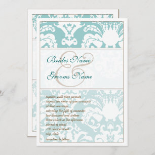 Aqua Blue et Mariage damassé Brown Invitation