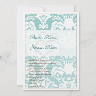 Aqua Blue et Mariage damassé Brown Invitation
