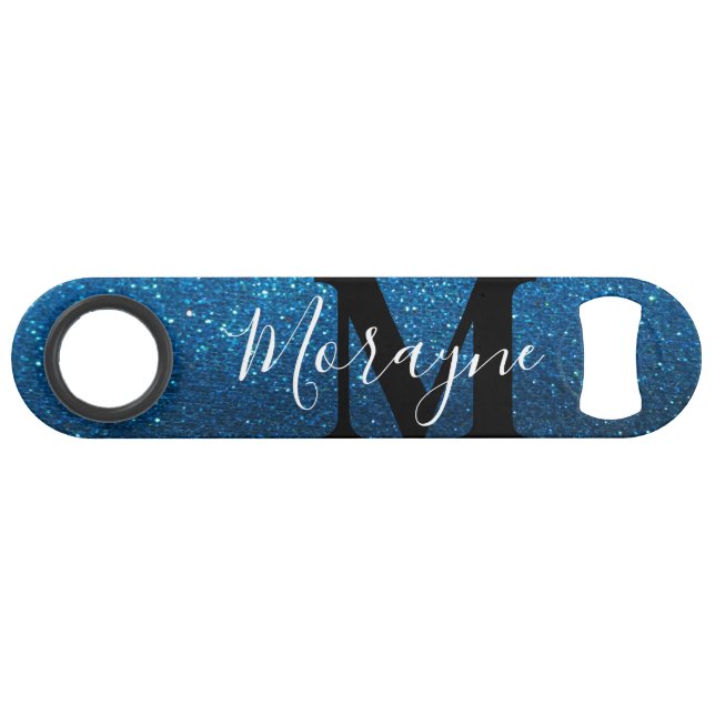 Aqua Blue Faux Parties scintillant Noir Blanc Mono (Dos Horizontal)