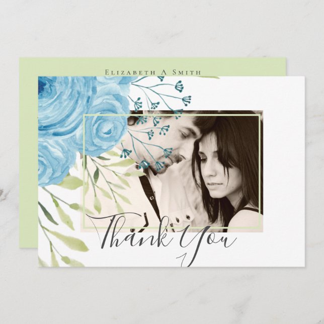 Aqua Blue Floral Mariage (Devant / Derrière)