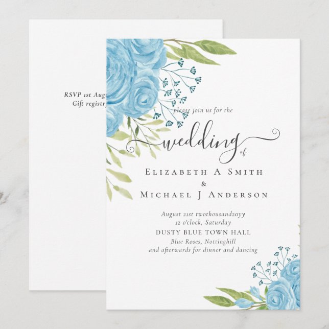 Aqua Blue Floral Mariage (Devant / Derrière)