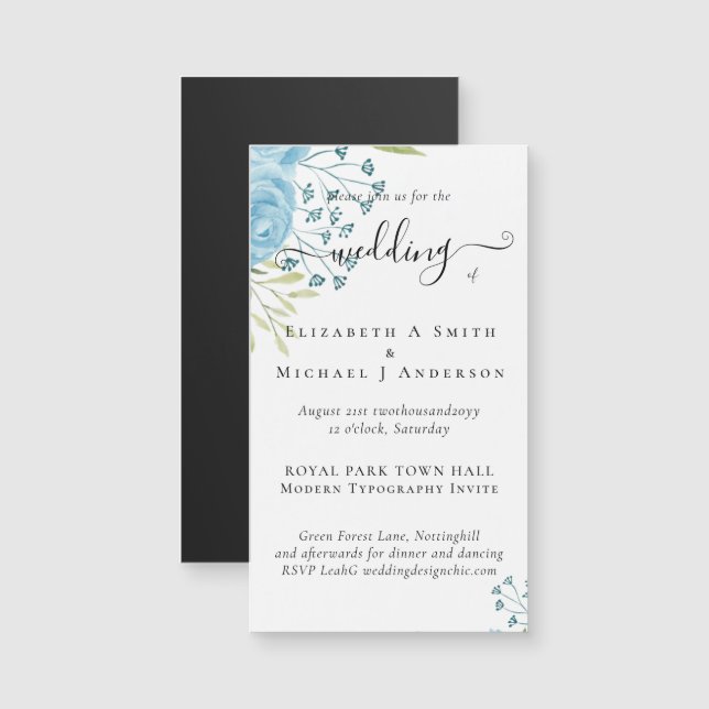 Aqua Blue Floral Mariage (Devant / Derrière)