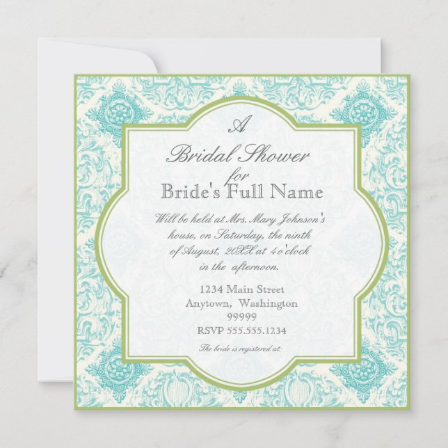 Aqua Blue Iris Quatrefoil - Invitation Fête de l'm (Devant)