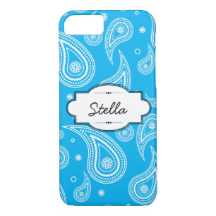 Aqua Blue Paisley iPhone 7 à peine Coque
