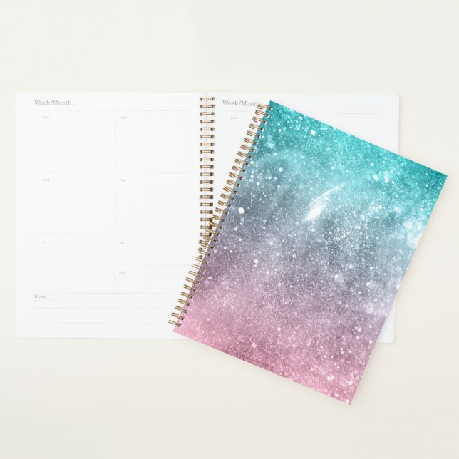 Aqua blue Pink ombre mer galaxie abstraite (Devant avec enveloppe)