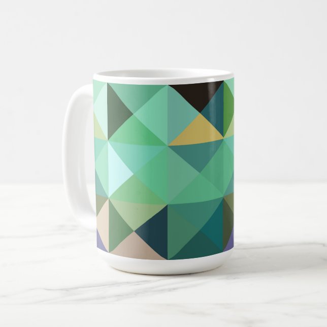 Aqua Blue Turquoise Abstrait Geo Style Mug Cup (Devant gauche)