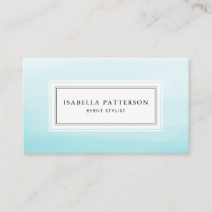 Aqua Blue Watercolor Ombre Carte de visite moderne