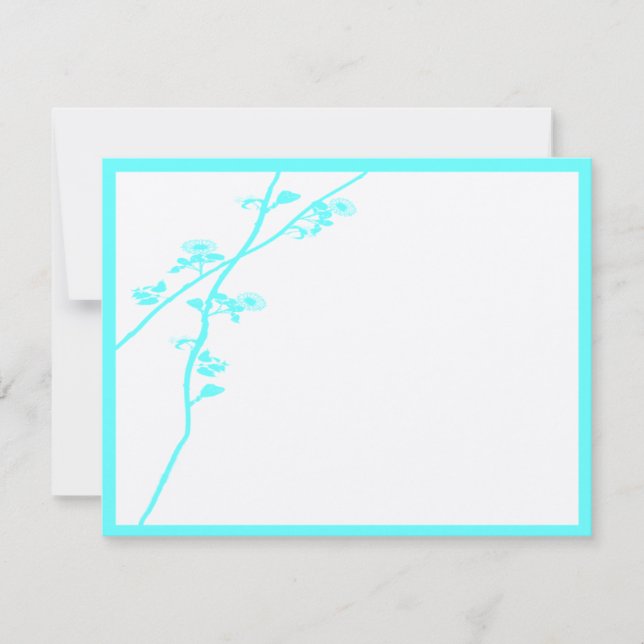 Aqua Blue Wild Flower Branche Mariage RSVP (Devant)