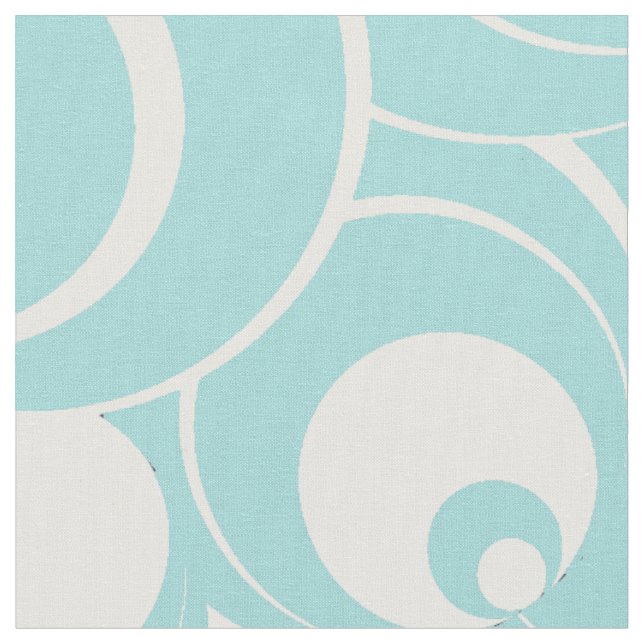Aqua Cercles bleu et blanc Tissu Abstrait (Fermer)
