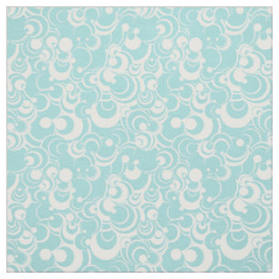 Aqua Cercles bleu et blanc Tissu Abstrait 2