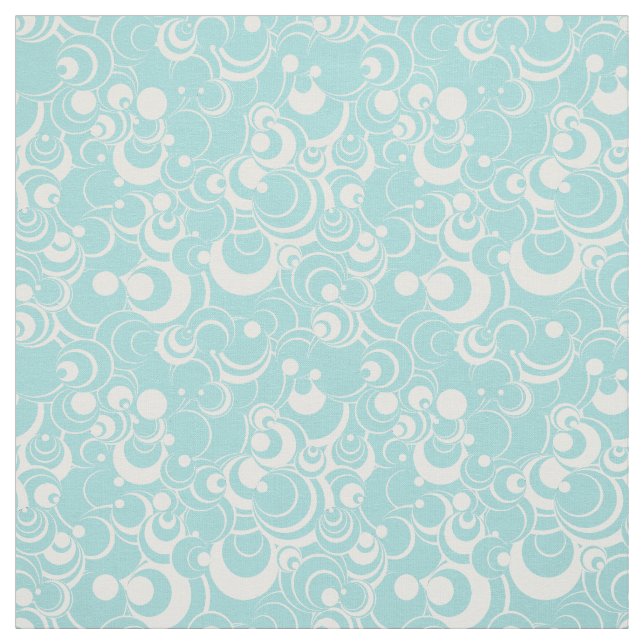 Aqua Cercles bleu et blanc Tissu Abstrait 2 (Échantillon)