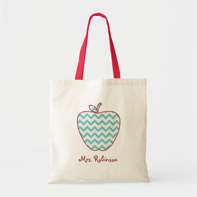 Aqua Chevron Pomme sac enseignant (Devant)