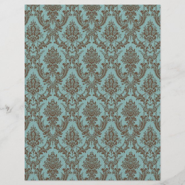 Aqua Chocolate Damask (Devant)