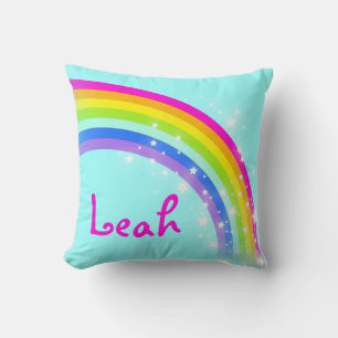 Aqua ciel arc-en-ciel nom rose coussin