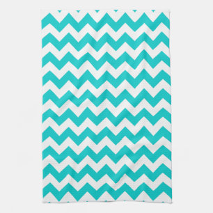 Aqua Coral Chevron moderne Imprimer Serviette de c
