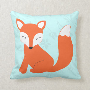 Aqua Cute baby fox coussin par Cindy Bendel