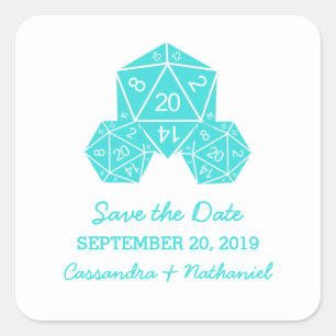 Aqua D20 Dice Enregistrer les stickers Date