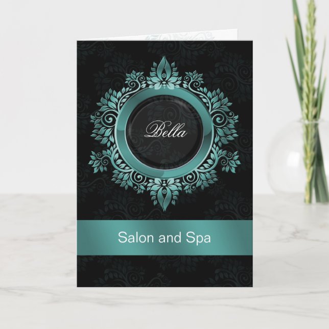 aqua damask Business Thank you Cartes (Devant)