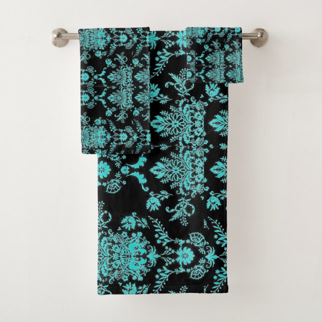 Aqua Damask sur l'ensemble de serviettes de bain n (En situation)