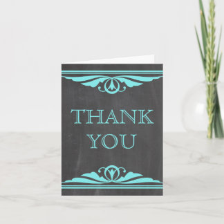 Aqua Deco Chalkboard Carte de remerciements