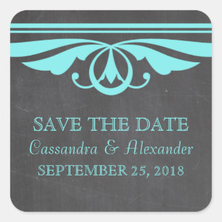 Aqua Deco Chalkboard Enregistrer les stickers Date