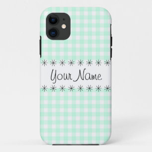 Aqua En vichy Vérifier le coque iphone 'Nom'