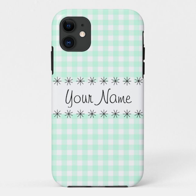 Aqua En vichy Vérifier le coque iphone 'Nom' (Dos)
