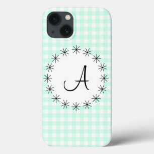 Aqua En vichy Vérifiez "Monogram" iPad Mini coque
