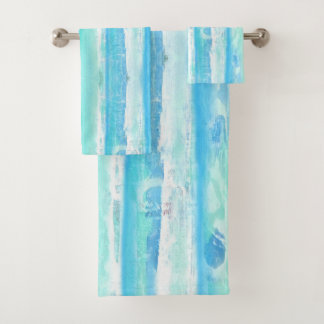 Aqua et Blue Abstrait Tree Trunks Ensemble de serv