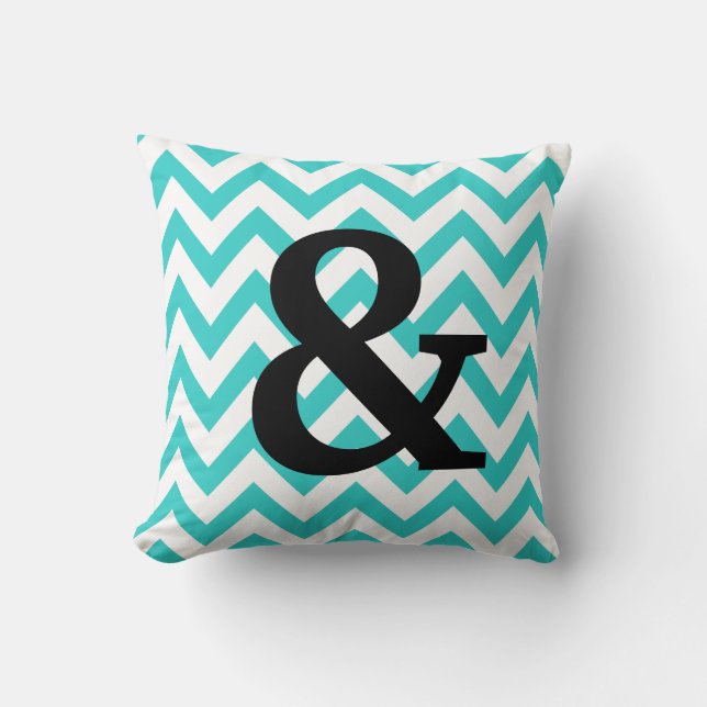 Aqua et coussin blanc d'esperluète de Chevron (Recto)