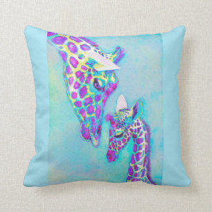 aqua et coussin pourpre de girafe